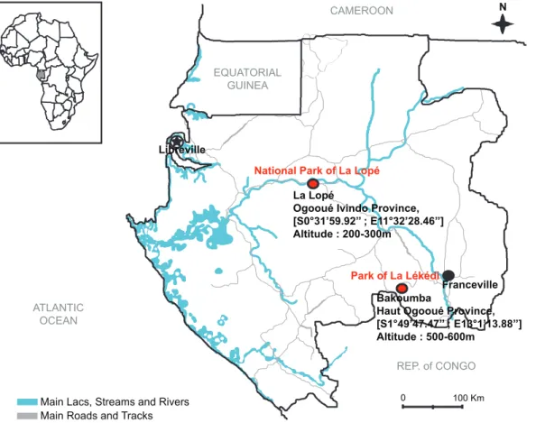 Figure 1. Location of the mosquito collection sites in Gabon.