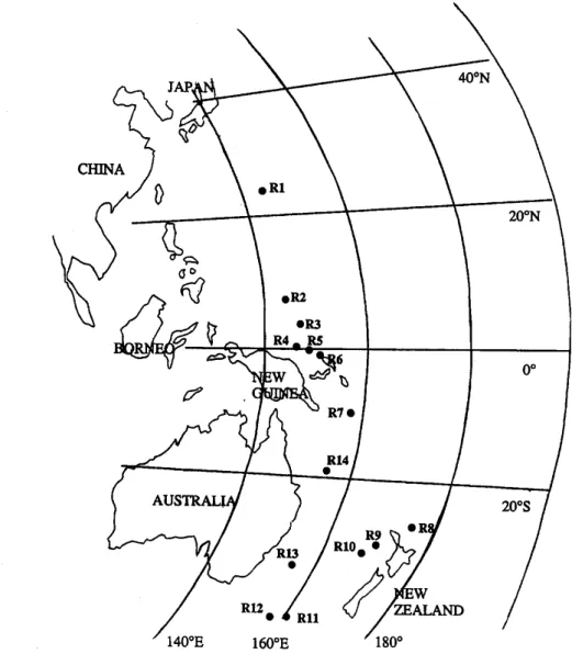 Fig.  l.  Cruise track of R/V. Hakuho  Maru: KH-92 started  16 September 1992 at Tokyo, Japan, and ended  26 October 1992 at Cairns, Australia