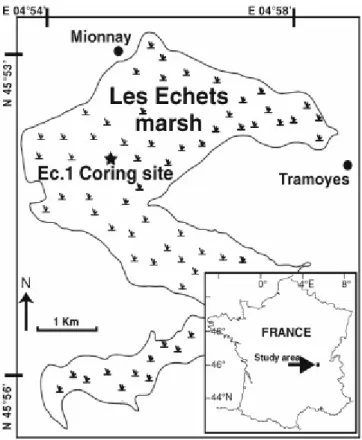 Fig. 1. Geographic location of the Les Échets palaeolake. 