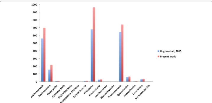 Fig. 2 Distribution of bacterial species reported in this repertoire according to their phylum, based on the NCBI taxonomy classification with the highest category being clustered in the Firmicutes phylum