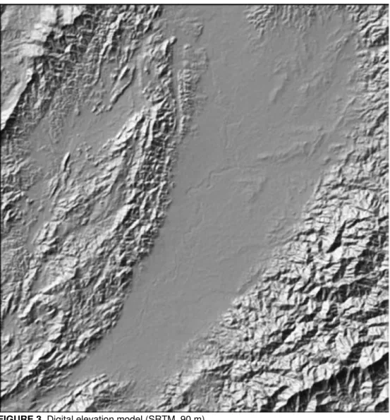 FIGURE 3. Digital elevation model (SRTM, 90 m). 