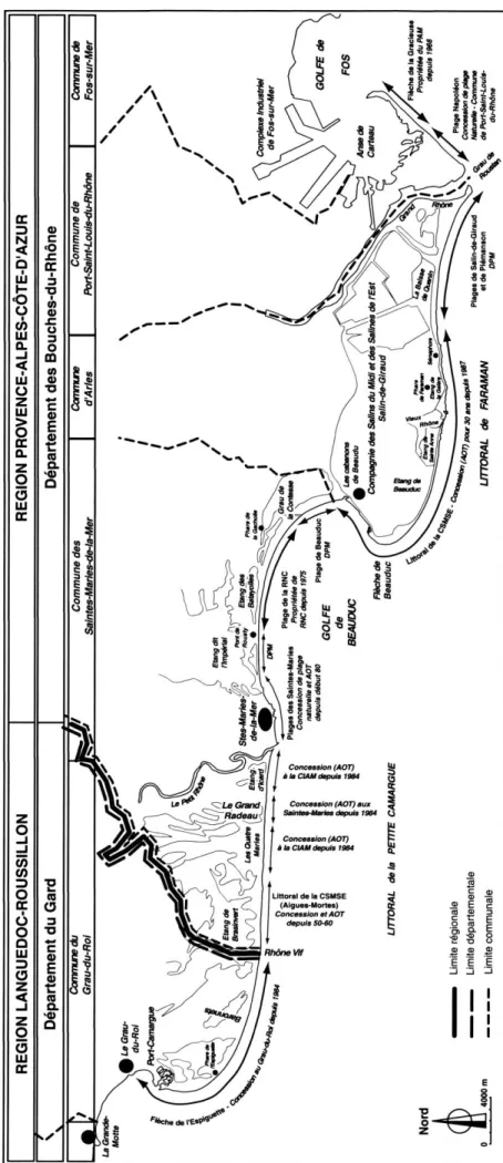 Figure 3 :  Découpage administratif du littoral  et  appropriation du DPM dans le delta du Rhône 