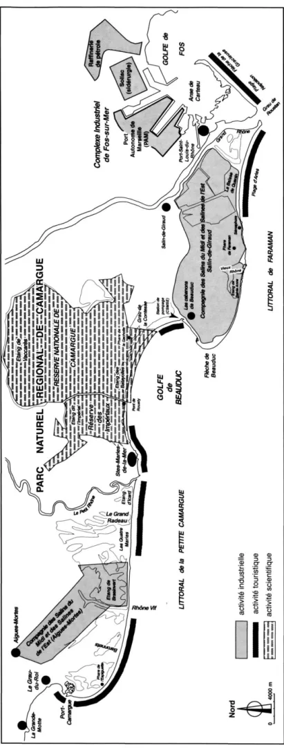 Figure 4 :  Localisation des activités littorales dans le  delta du Rhône 