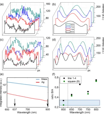 FIG. 3. (a) Experimental crosscuts done in the fluorescence intensity maps of the 500-nm prism in Fig