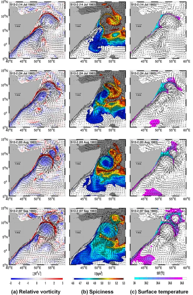 Figure 5. Sequence of snapshots describing the most frequent scenario during the well-established Southwest Monsoon period
