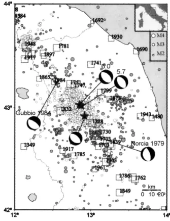Figure  1.  Main  shocks (stars) and aftershocks  located  by  the  RSNC  from  Sep.  26  to  Dec