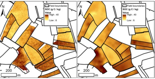 Fig. 3   Predicted SOC maps (left) from the AHS 160 campaign in Luxembourg (Stevens et al