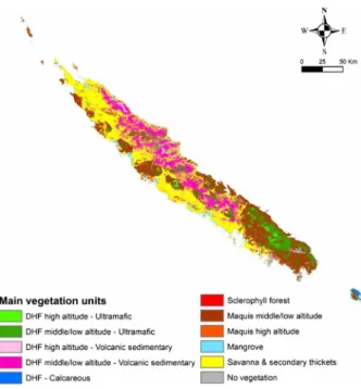 Figure 2. Main vegetation units mapping obtained from land cover, elevation, and soil nature data