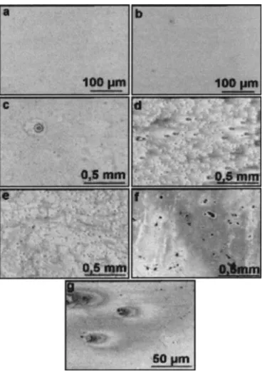 Figure 14. Optical micrographs of Al-x atom % Cu after plotting of the anodic potential-current curves in 0.1 M Na 2 SO 4 solution: 共 a 兲 x = 0; 共 b 兲 x