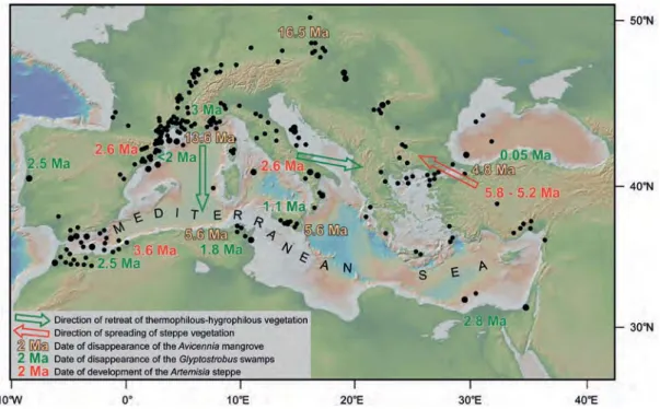 Figure 4 –  Heterogeneity of the Mediterranean region with regard to the evolution of some plant  ecosystems.