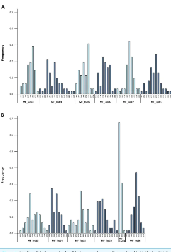Figure 2 Baseline allele frequencies for all loci, averaged across all 31 analyzed individuals of M