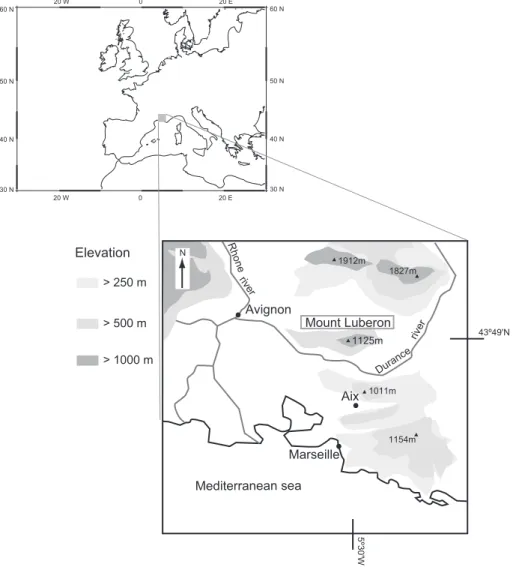 Fig. 1. Location of the sampled site; Mont Luberon, southeast of France.