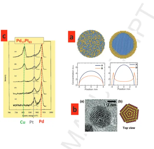 Figure 5: some examples illustrating the observation of a core/shell structure. (a) ideal observation of a core/ shell structure by HAADF