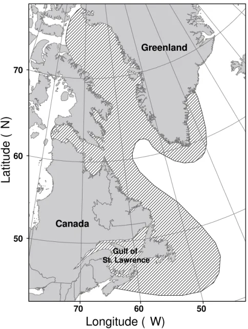 Figure 2: Distribution area of northwest Atlantic harp seals (Pagophilus groenlandicus )