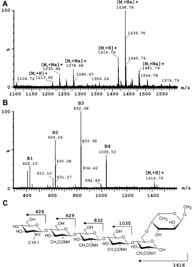 Fig. 3. Mass spectrometric analysis of the C18 reverse-phase fraction induced by the flavonoid naringenin