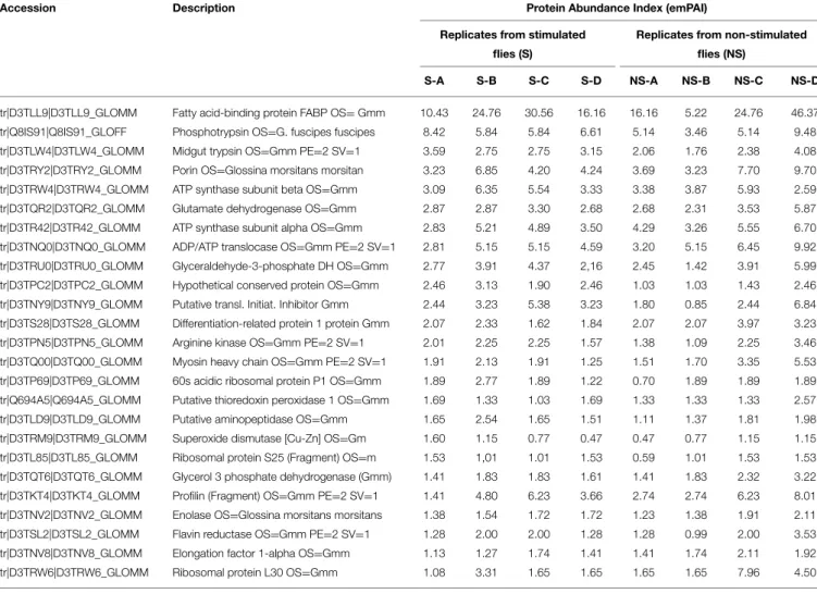 TABLE 1 | Example of protein abundance variability between the different biological replicates.