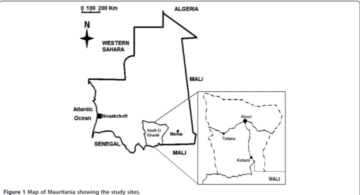 Figure 1 Map of Mauritania showing the study sites.