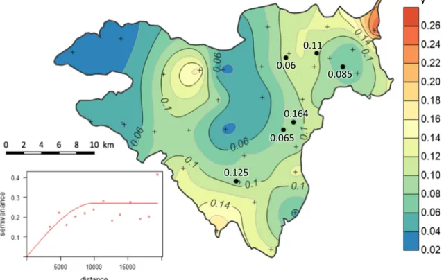 Fig. 7 Comparison of specific yields computed by the WTF method as a function of their counterpart from the  hydro-gravimetry method using a  aver-age soil moisture data and b NOAH soil moisture data.