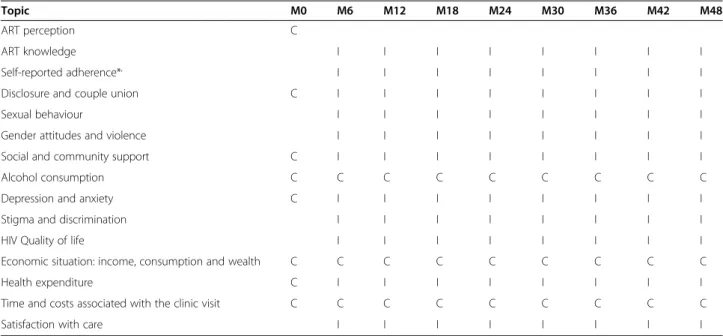 Table 4 Items documented in the clinic-based questionnaires