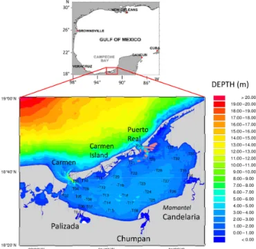 Figure 1. Study site location and distribution of the 35 sampled stations in the lagoon.