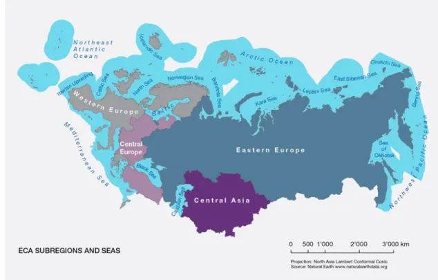 Figure 1. Europe and Central Asia sub-regions as de ﬁ ned for the Intergovernmental Science-Policy Platform on Biodiversity and Eco- Eco-system Services (IPBES) report