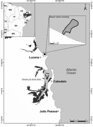 Figure 1. Map of the study area, coast of the state of Paraiba, Brazil.