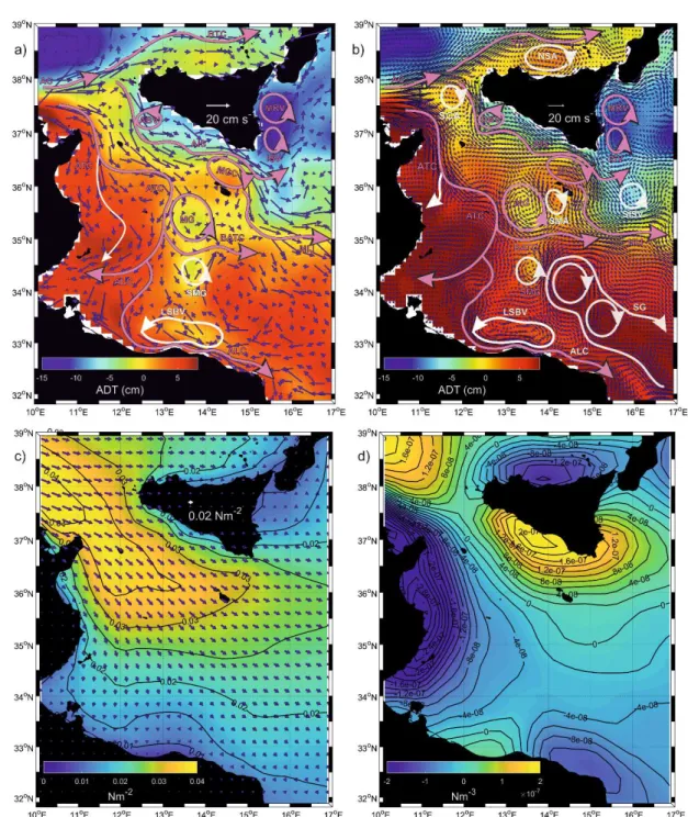 Figure 2. Mean drifter currents (a) in spatial bins of 0.25°x0.25° (blue vectors) superimposed on mean 