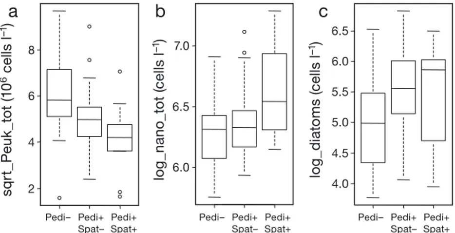 Fig. 8. Plankton variables that had a significant effect on Pacific oyster recruit- recruitment