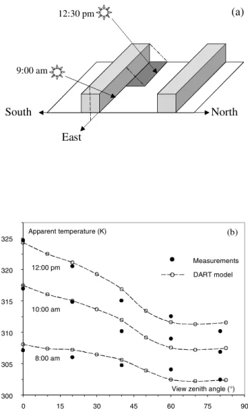 Table 1. Thermodynamic Temperature of the Leaves (T leaf ) and Soil in Shade (T soil1 ) and Sunlit (T soil2 ) Areas that Allow the DART Model to Retrieve the Apparent Temperatures in the Vertical Direction Measured by Over a Cotton Row Crop (T app ) and It