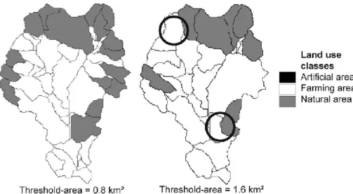 Fig.   4.  Land  use  aggregation   map  for  diﬀerent  segmentations   with  the  3 class  classiﬁcation