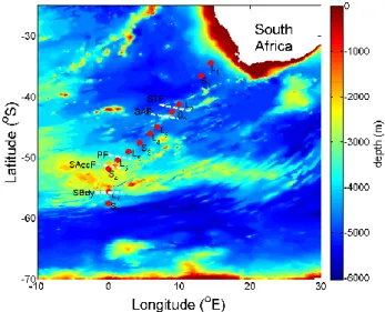 Figure 1. Cruise track during the Bonus  Goodhope 2008 campaign in  the Atlantic Southern 789 