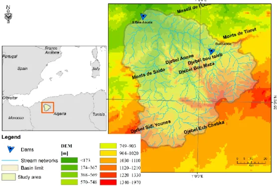 Figure 1. Localization of the catchment area of Wadi Mina. 