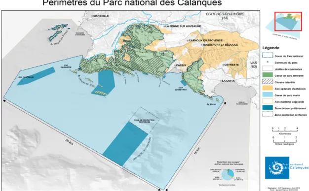FIGURE 1 – The Calanques National Park (www.calanques-parcnational.fr/fr/mediatheque/cartotheque).