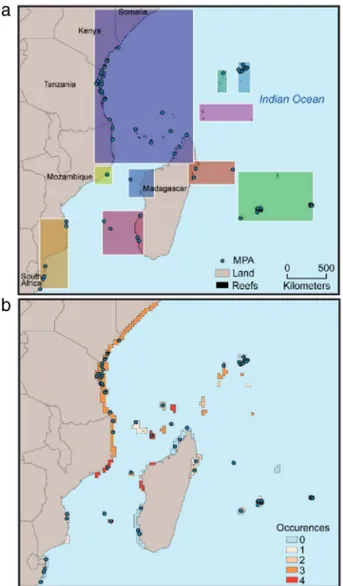 Fig. 7. Crossed analysis between clustering results and MPA locations (a), betweenness centrality and MPA locations (b).