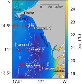 Figure 1. Location of the survey area off the southern Senegalese (West African) coast