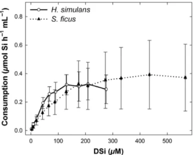 Fig. 7. Summary of the statistically signiﬁcant goodness of ﬁt of the relationship between DSi availability and DSi consumption rate in (A) H