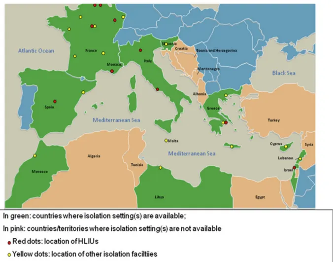 FIG. 1. Distribution of isolation settings in Mediterranean countries.