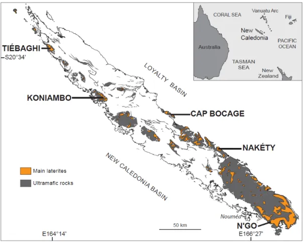 Figure 01: Geology map of New Caledonia. Modified from Maurizot and Vendée-Leclerc (2009)