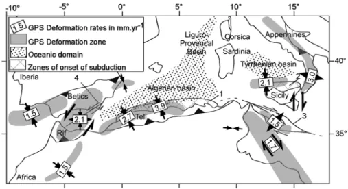 Figure 2. Structural sketch (in map view) of the Algerian basin and the Valencia trough