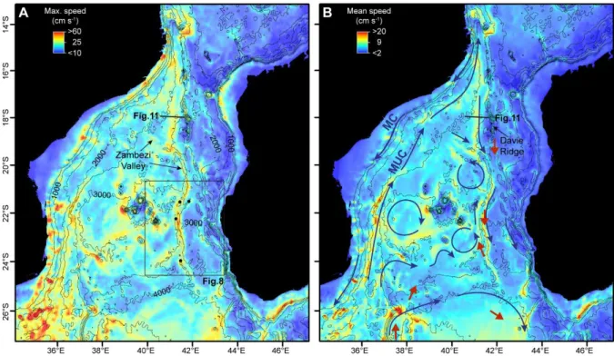 Fig.  7.  Bottom  circulation  in  the  Mozambique  Channel  simulated  from  1993  to  2014  with  the 765 