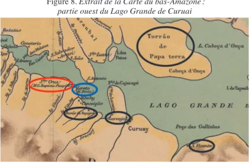 Figure 8. Extrait de la Carte du bas-Amazone : partie ouest du Lago Grande de Curuai