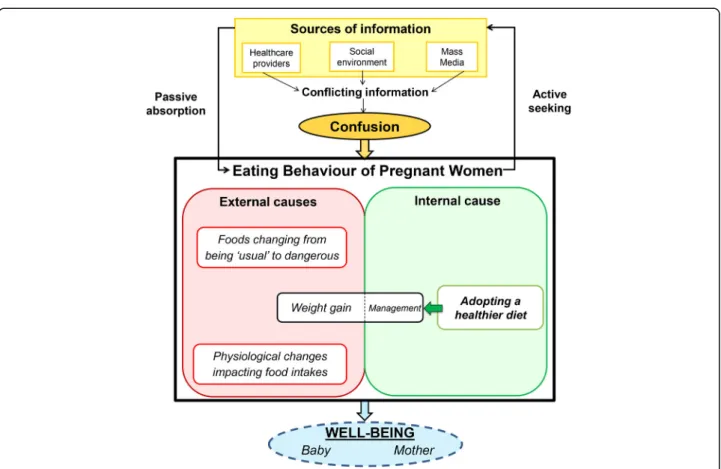 Fig. 1 Diagram of the eating behaviour and the nutrition-related information seeking practices of pregnant women participating in our study (n = 40)