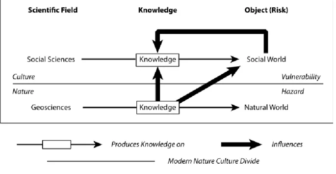 Figure 3: A reading of the classical schema of the production of scientific knowledge on risk 