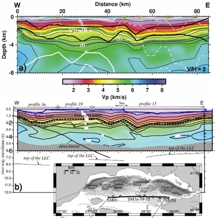 Figure 9. (a) The 3-D tomographic result along southern E-W profile of 85 km lying on the margin of the southern continental shelf