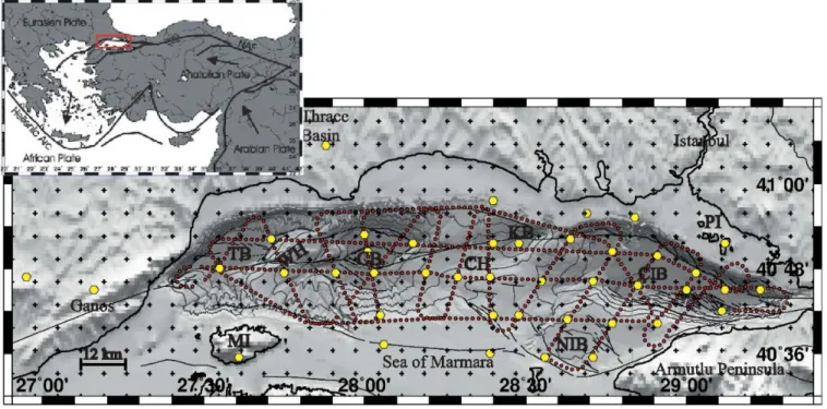 Figure 1. Location map of the SEISMARMARA-Leg1 survey at the North Marmara Trough within the Sea of Marmara