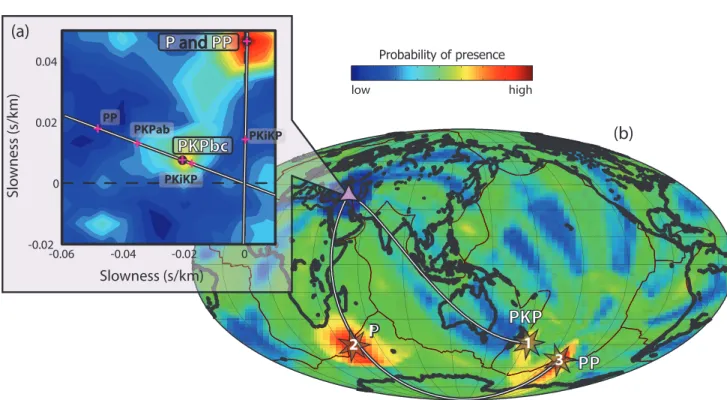 Figure 8. Illustration of projection of the beamforming results on the Earth’s surface (see text for explanations)