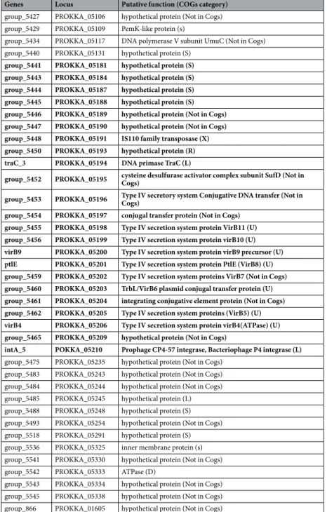Table 2.  Functional annotation of the 95 specific genes of strain Marseille-P1025 among R