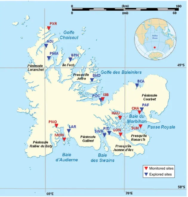 Fig 2: Map of the monitored sites and of the other explored sites in order to validate the representativeness of the selected  ones.