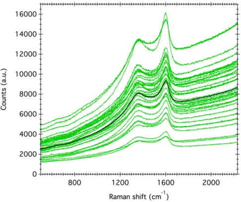Figure 4 presents the raw Raman spectra obtained on matrix grains of Mukundpura. 