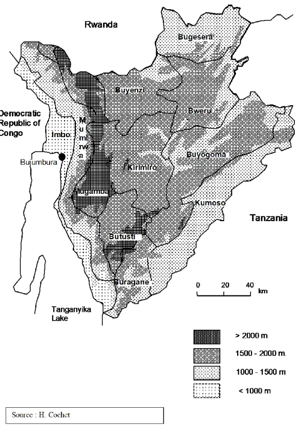 Figure 1: Map of Burundi and its Natural Regions 